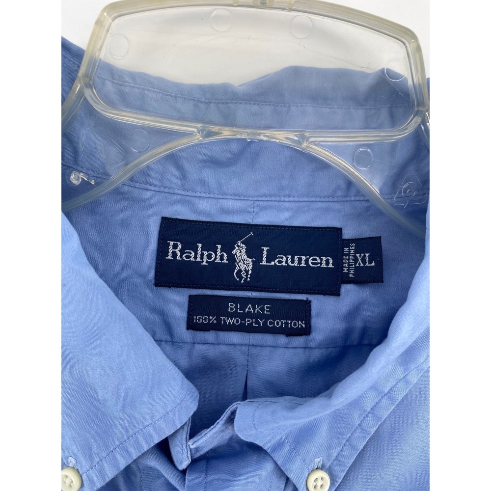 Ralph Lauren Blake Mens XL Blue Short Sleeve Button Down 100% Cotton Shirt - Picture 3 of 9